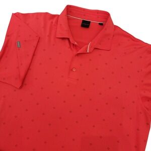 Dunning Golf Polo Mens XL Red Geometric Print Short Sleeve Stretch Moisture Wick